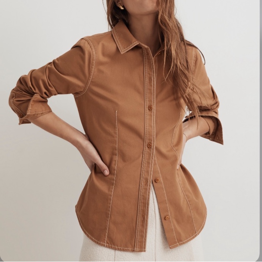 NWT Madewell Darted Button-Up Shirt in (Re)generative Chino - Picture 2 of 10